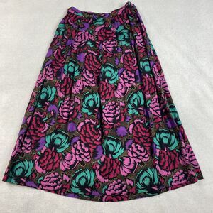 Vtg 70s Ambiance Womens Rayon Floral Midi Skirt XS S Festival Boho USA